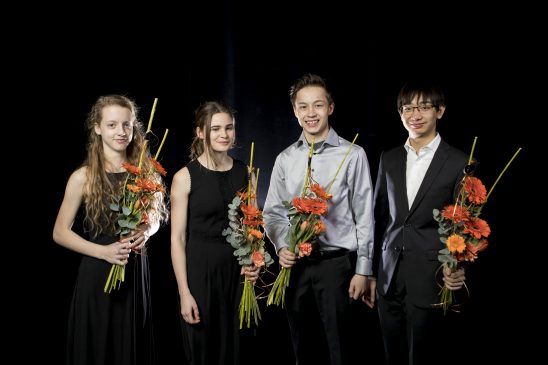 Finalisterna av 2017 rs Polstjrnepris. Alva Holm, Johan Dalene, Daniel Xia, Klara Borgqvist och  Foto: Sebastian LaMotte
